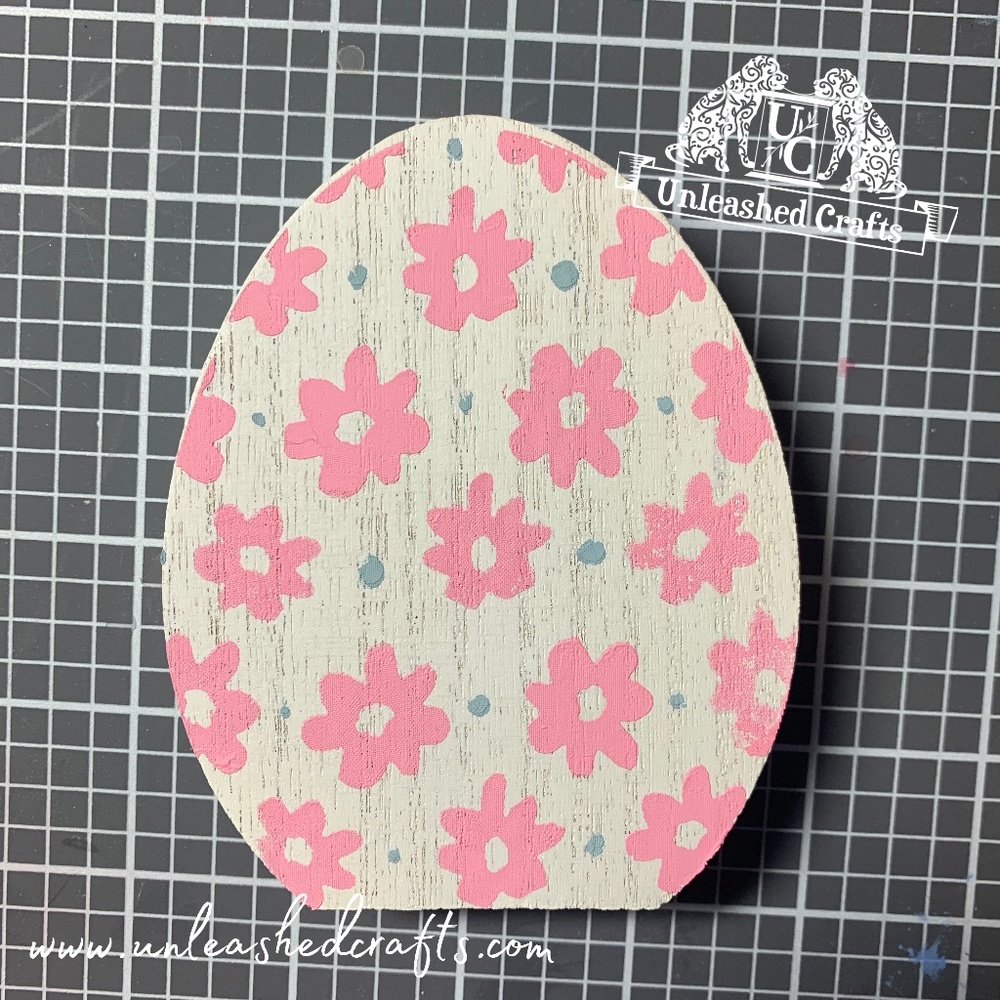 Wooden Easter Egg with Flowers